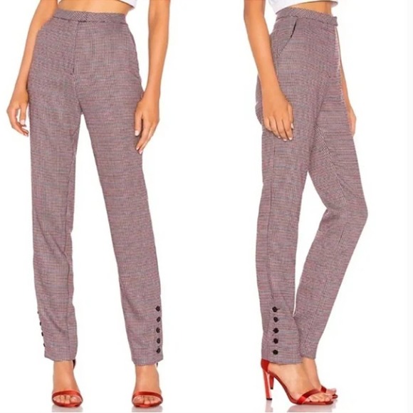 LPA Pants - LPA X Revolve Trouser Pant Slim Plaid Houndstooth Brown High Waist Chino New XXS